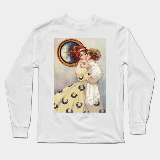 Vintage Mother and Child by Agnes Richardson Long Sleeve T-Shirt by vintage-art